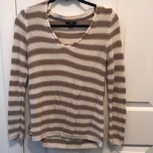 Tan and white striped sweater